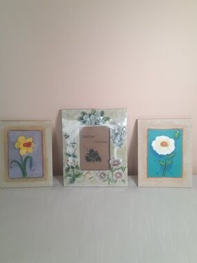 Set of Two Small White Wall Plaques with Hanging Hardware